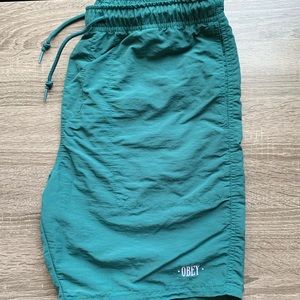 Green Nylon Obey Shorts